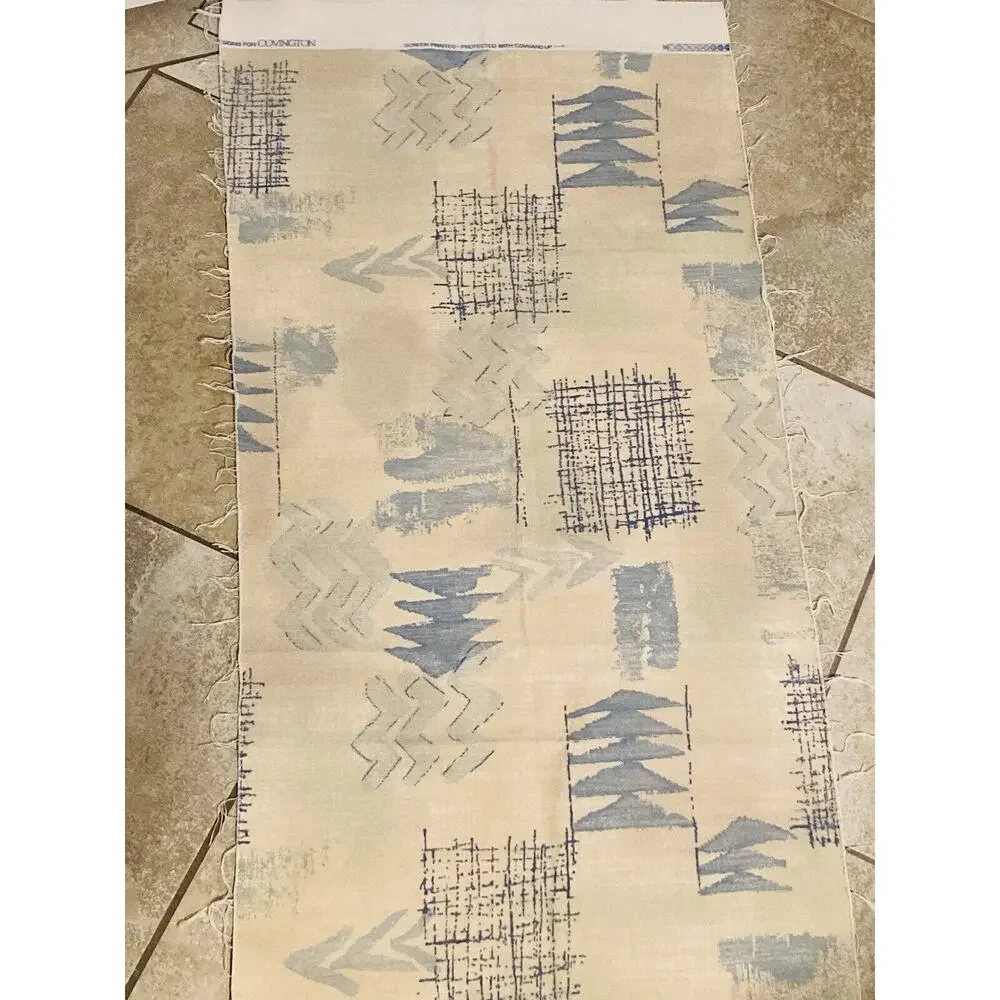 Covington TPSA Fabric Blue Tan Graphic Medium Heavy Graphic Abstract Screen Prin